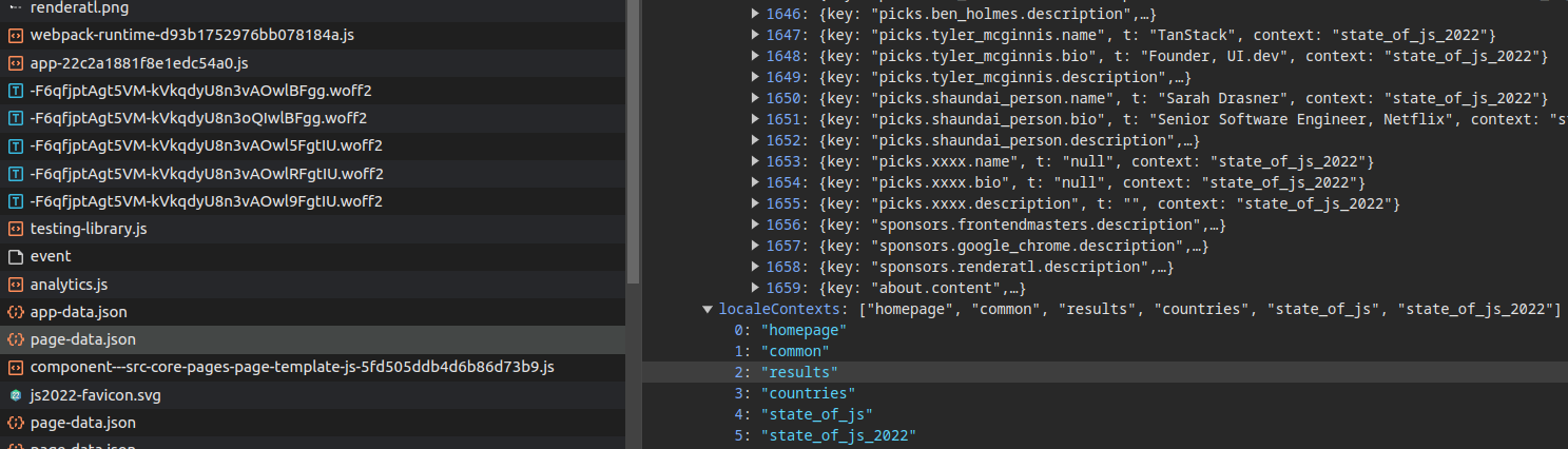 JSON data loaded by Gatsby, containing approximately 1600 tokens