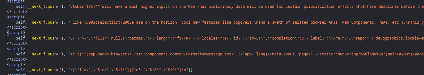 Dictionary in the page HTML in Next